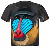 Kostenloser Vektor vorderseite des t-shirts mit mandrill-affen-gesicht