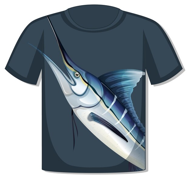 Vorderseite des T-Shirts mit Marlin-Fisch-Vorlage