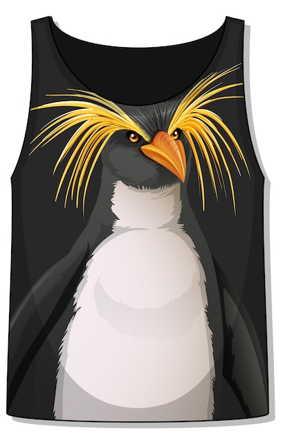 Kostenloser Vektor vorderseite des tanktops ärmellos mit pinguinmuster