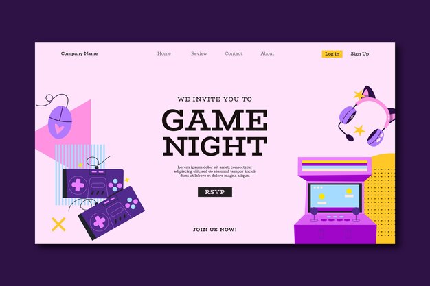 Vorlage der Landingpage für die Spielnacht