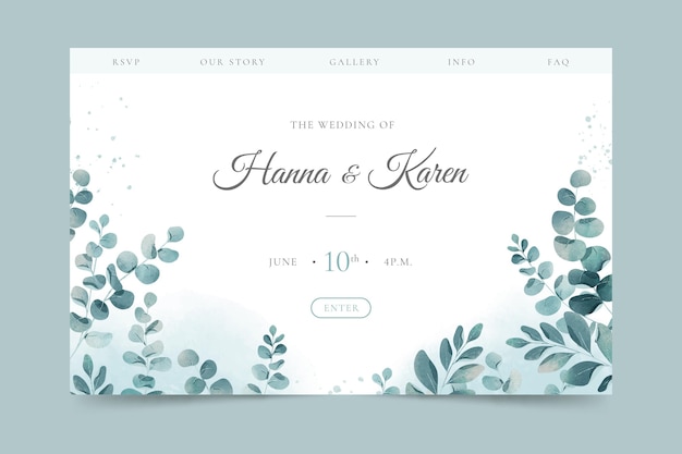 Vorlage der Landungsseite für Blumen für Hochzeiten