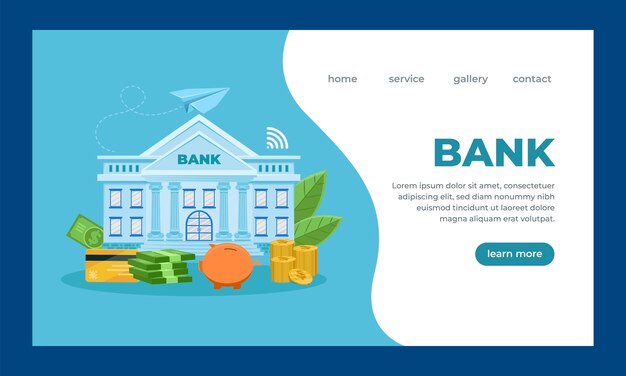 Vorlage der Landungsseite für das Bankdienstkonzept
