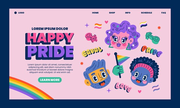 Vorlage der Landungsseite für den Flat Pride-Monat