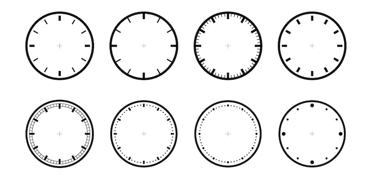 Kostenlose Vektor vorlage der uhrfläche isoliert timer oder stoppuhr leer messkreis skala vektor illustration