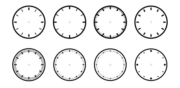 Vorlage der Uhrfläche isoliert Timer oder Stoppuhr Leer Messkreis Skala Vektor Illustration