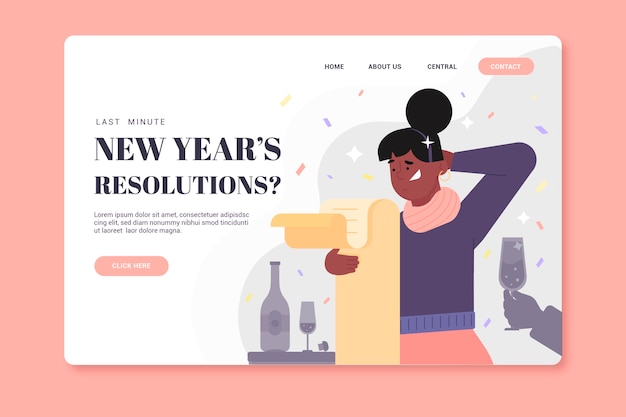 Vorlage flach neujahr landing page