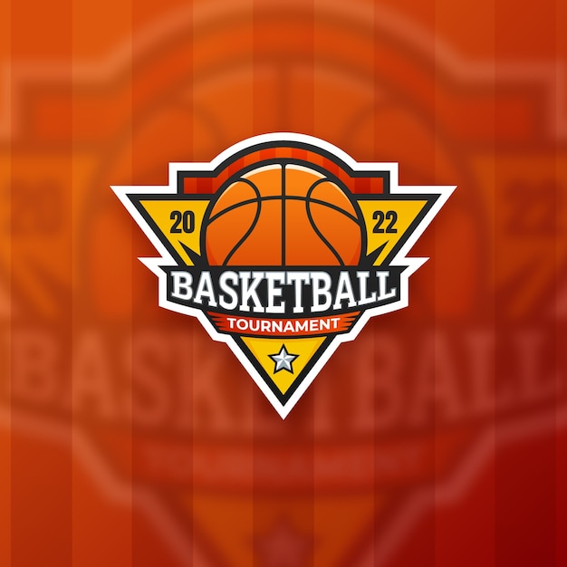 Kostenloser Vektor vorlage für das basketball-logo mit farbverlauf