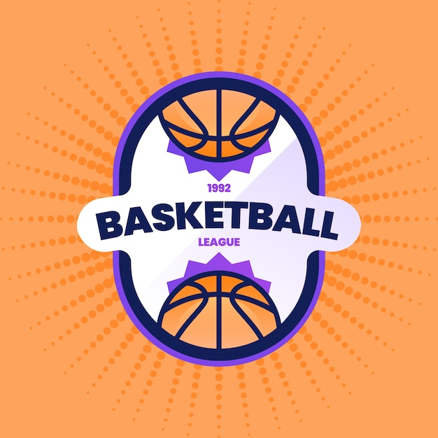 Kostenloser Vektor vorlage für das basketball-logo mit farbverlauf