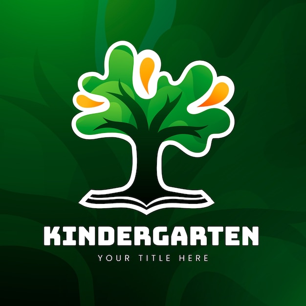 Kostenloser Vektor vorlage für das kindergarten-logo mit farbverlauf