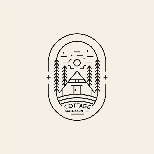 Vorlage für das Logo eines flachen Design-Cottages