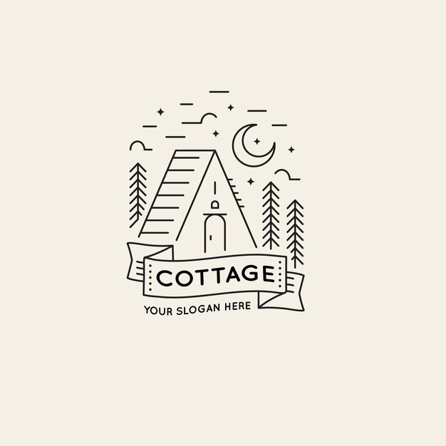Vorlage für das Logo eines flachen Design-Cottages