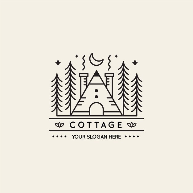 Vorlage für das Logo eines flachen Design-Cottages