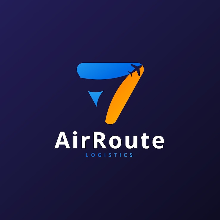 Kostenlose Vektor vorlage für das logo eines flugzeugs mit gradient