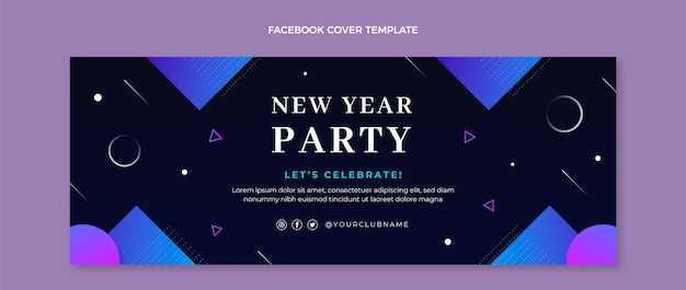Vorlage für das Social-Media-Cover des neuen Jahres mit Farbverlauf