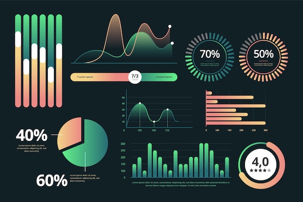 Kostenloser Vektor vorlage für dashboard-elementsammlung