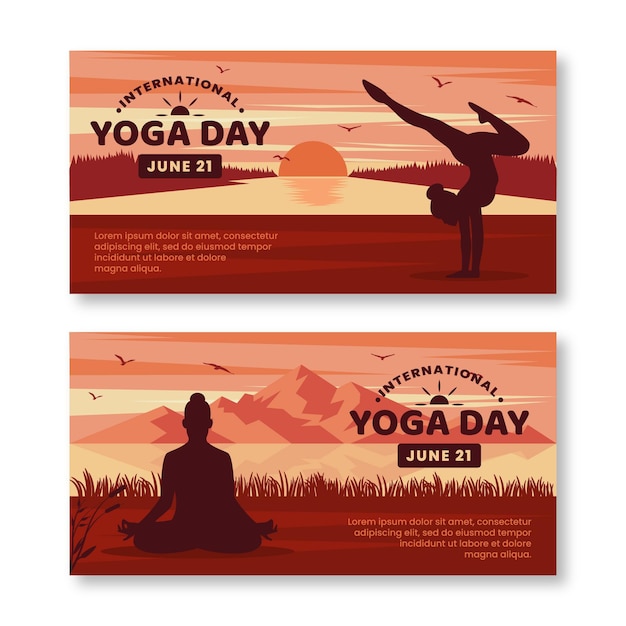 Kostenloser Vektor vorlage für den internationalen tag der yoga-banner