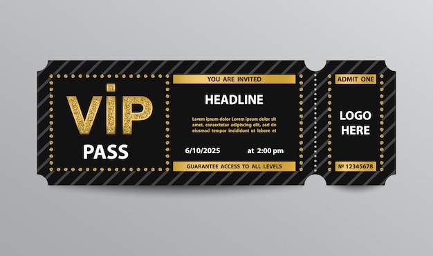 Vorlage Fur Die Eintrittskarte Fur Den Vip Pass Premium Vektor
