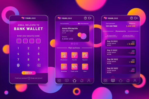Vorlage für die mobile App „Gradient Glassmorphism“.