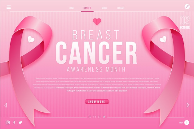 Vorlage für die zielseitenvorlage für den monat des brustkrebsbewusstseins mit farbverlauf