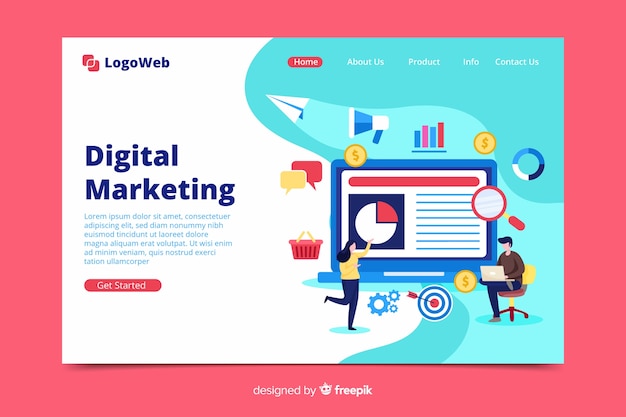 Vorlage für digitale marketing-landingpage