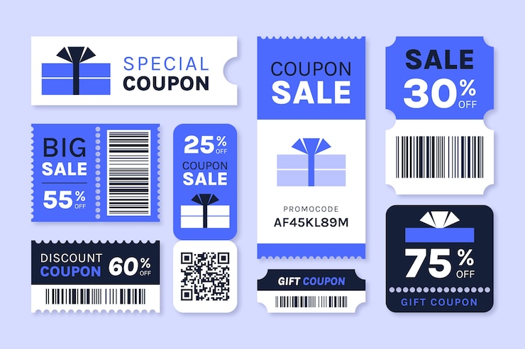 Kostenlose Vektor vorlage für ein flaches design für rabatttickets