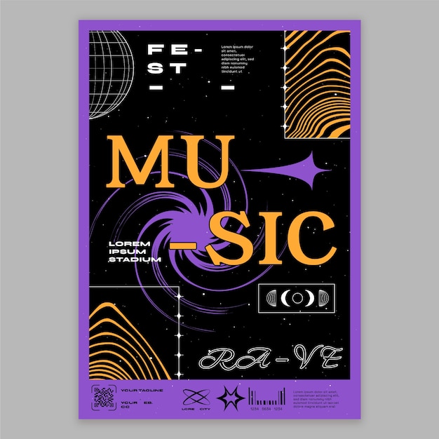 Vorlage für ein Platt-Design-Brutalismus-Poster