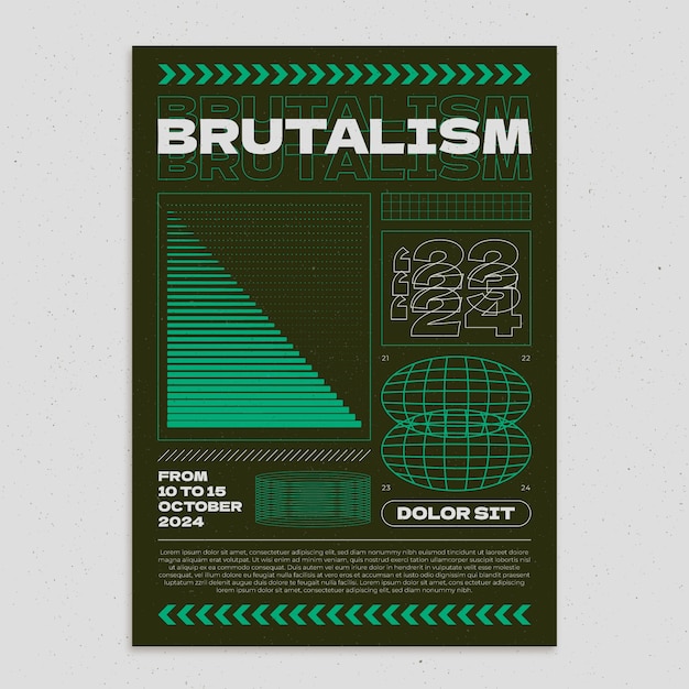 Kostenloser Vektor vorlage für ein platt-design-brutalismus-poster
