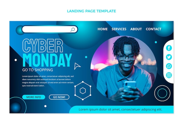 Kostenloser Vektor vorlage für eine cyber monday-landingpage