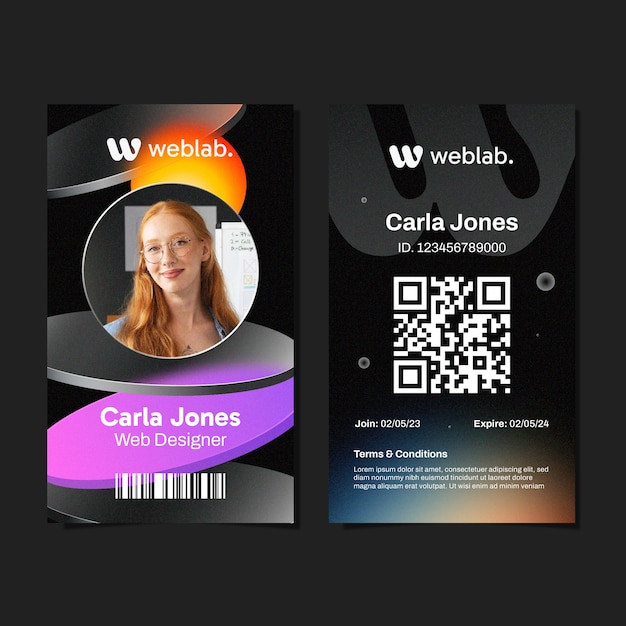 Vorlage für eine Gradient-Webdesign-ID-Karte