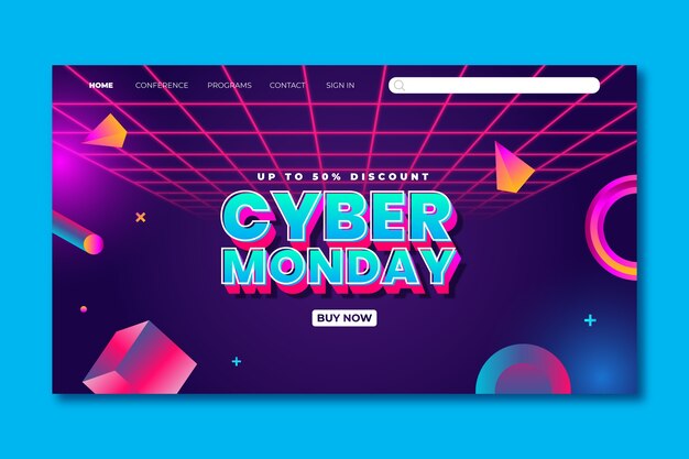 Vorlage für eine Landingpage mit Farbverlauf für den Cyber-Monday-Verkauf