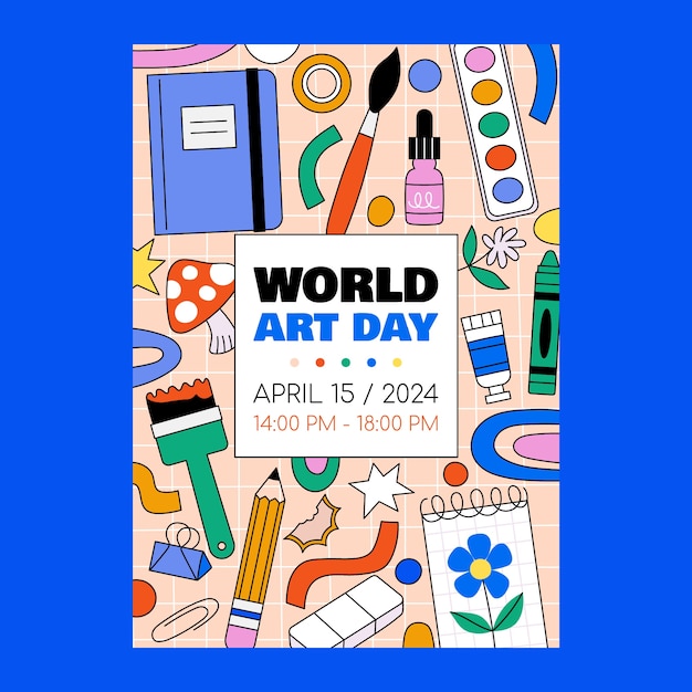 Vorlage für einen vertikalen Plakat für den Welttag der flachen Kunst