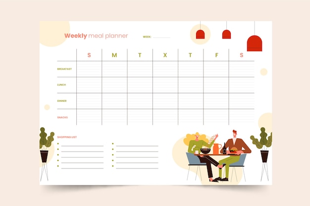 Vorlage für Essensplaner im flachen Design