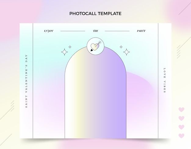 Kostenloser Vektor vorlage für fototermine zum valentinstag mit farbverlauf