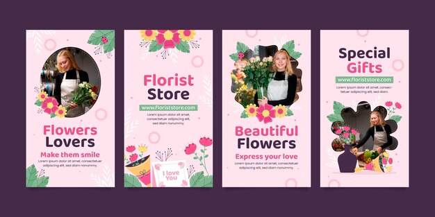 Vorlage für Instagram-Geschichten mit Floristenkonzept