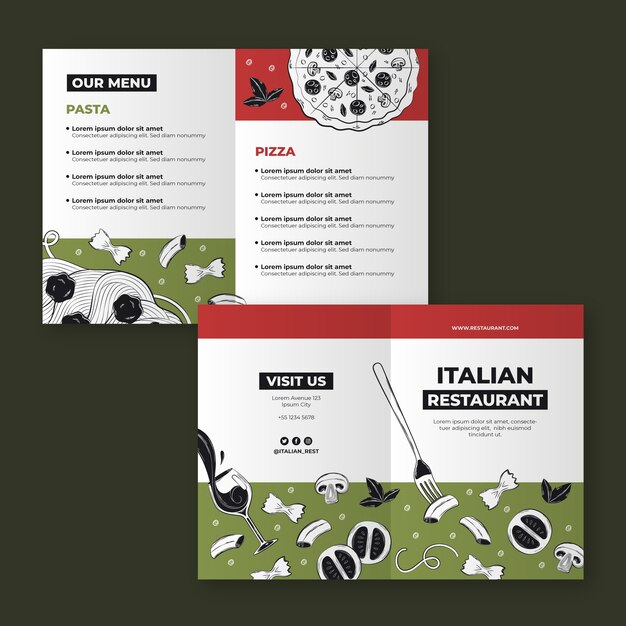 Vorlage für italienische Restaurantbroschüren