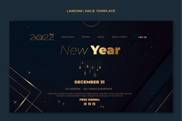 Vorlage für Landingpages mit Farbverlauf für das neue Jahr
