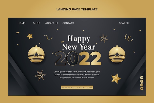 Kostenloser Vektor vorlage für landingpages mit farbverlauf für das neue jahr