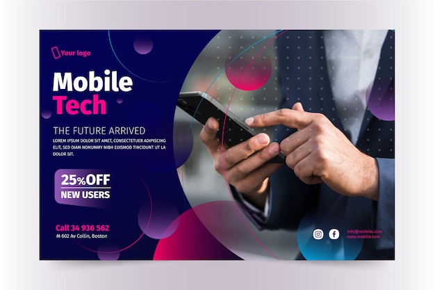 Kostenloser Vektor vorlage für mobile tech-banner