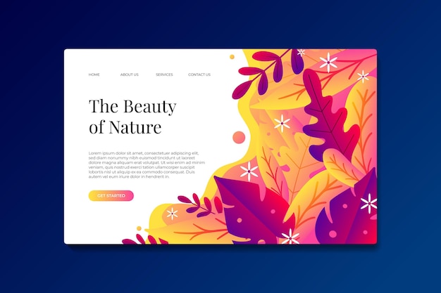 Kostenloser Vektor vorlage für natur-landingpages