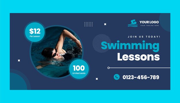 Vorlage für Schwimmunterricht im flachen Design
