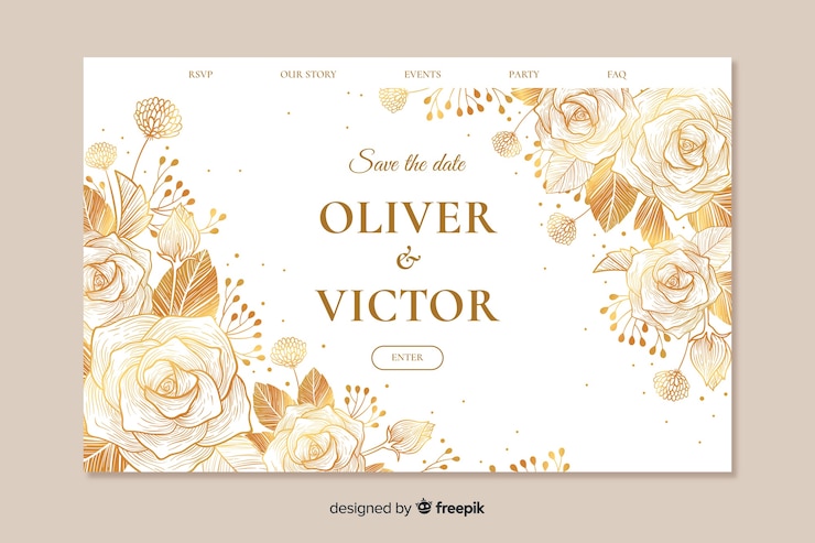 Kostenlose Vektor vorlage landing page hochzeit