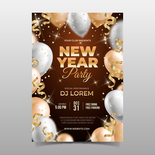 Vorlage Neujahr realistische Party Flyer