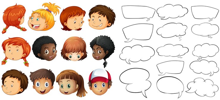 Kostenlose Vektor vorlagen für kinder und sprechblasen