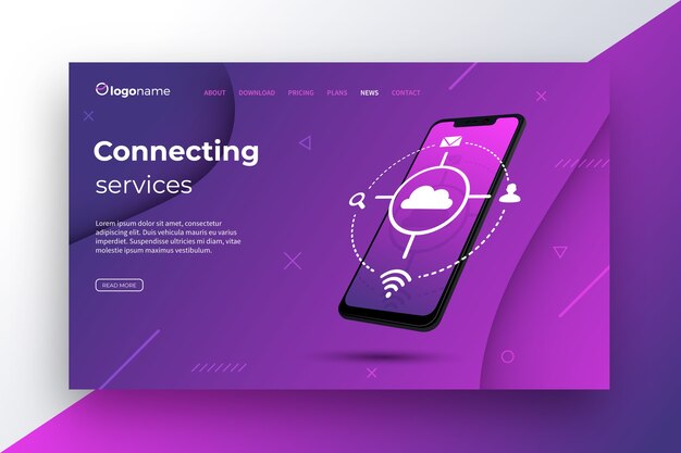Kostenloser Vektor vorlagen-landingpage mit smartphone
