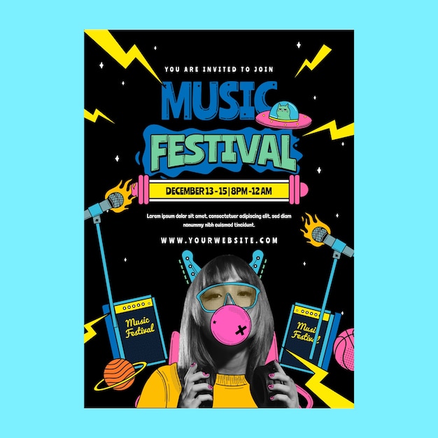 Kostenloser Vektor vorlagendesign für musikfestivals
