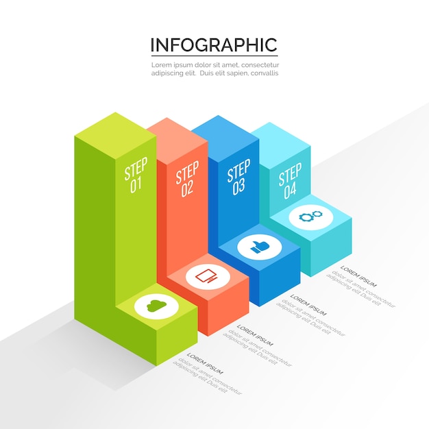 Kostenloser Vektor vorlagenentwurf für isometrische infografiken