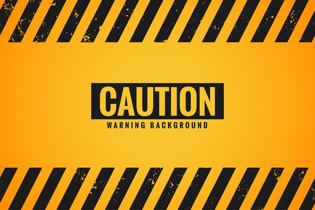Vorsicht warnender gelber Hintergrund mit schwarzen Streifen