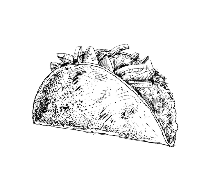 Kostenlose Vektor wanddekoration taco sketch vector illustration