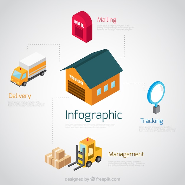 Kostenloser Vektor warehouse infografik-vorlage