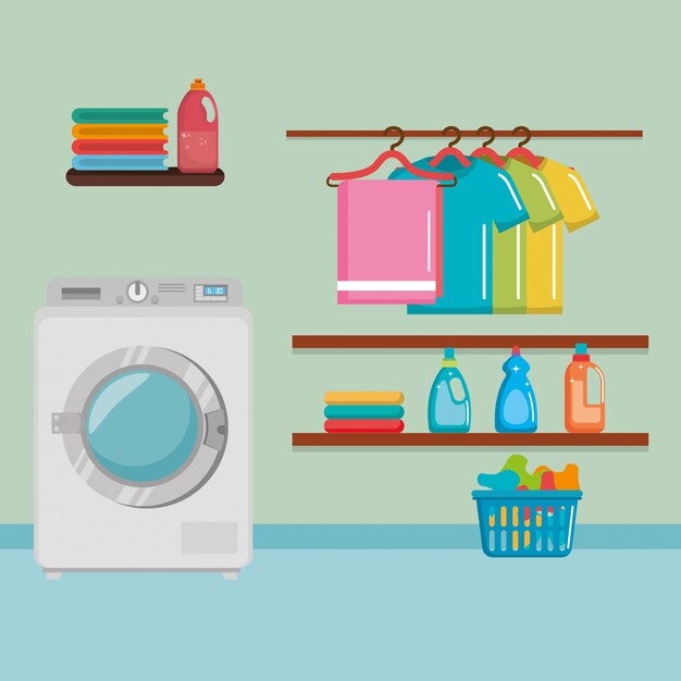 Waschmaschine mit Wäscheservice Icons